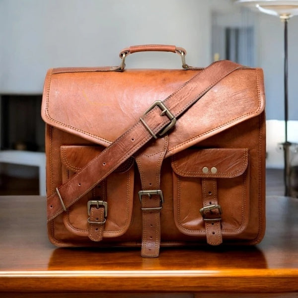Genuine Leather Messenger Bag -Vintage Brifcase for men