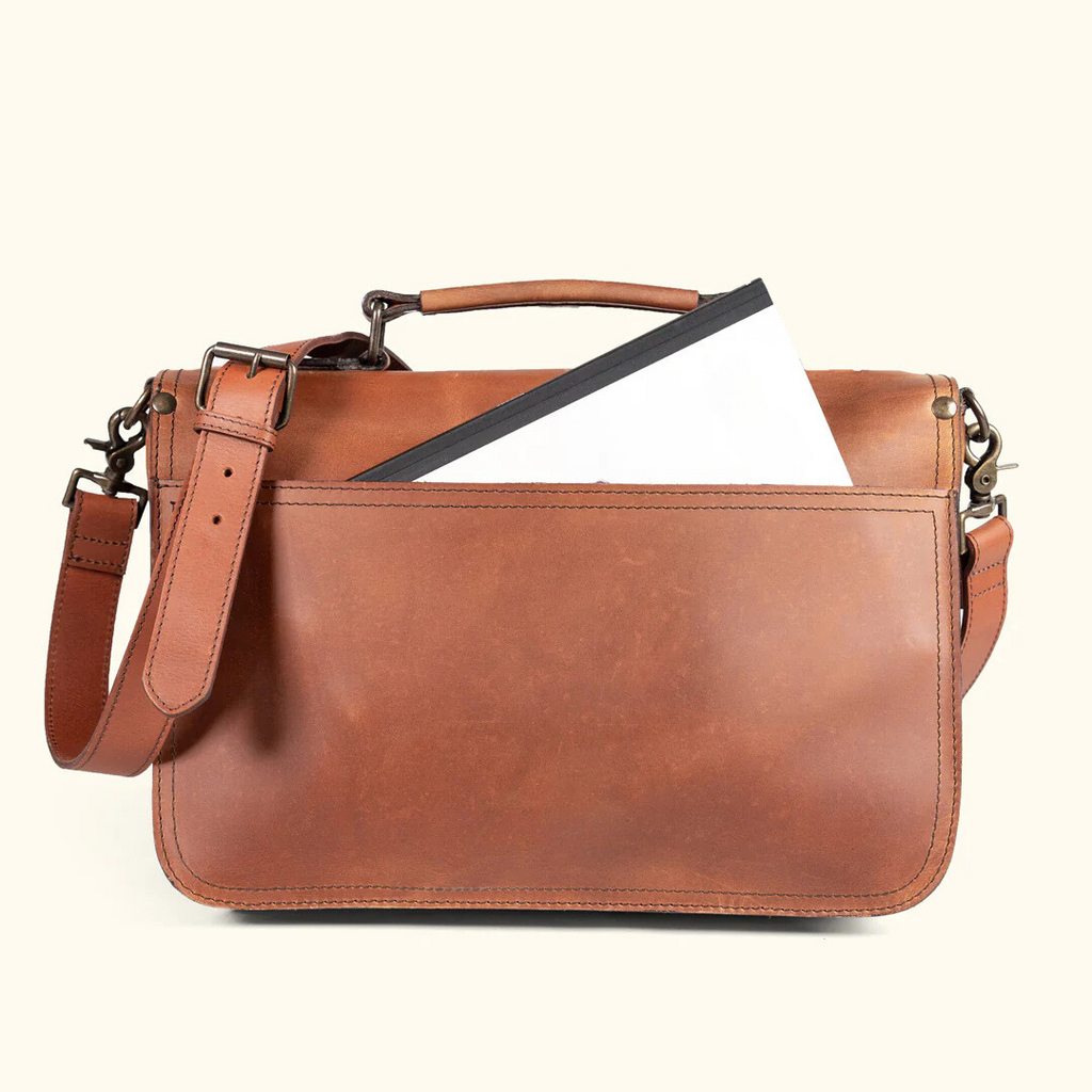 Premium Buffalo Leather Briefcase – Rustic Handmade Work Bag