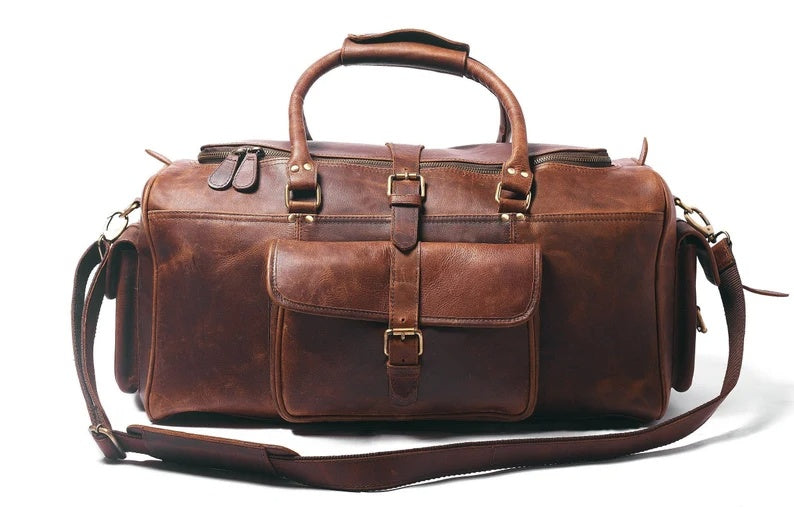 Vintage Style Leather Duffle Bag – Rugged & Durable