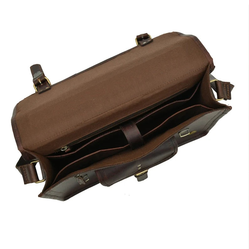 Premium Full-Grain Leather Messenger Bag – Laptop & Work Ready