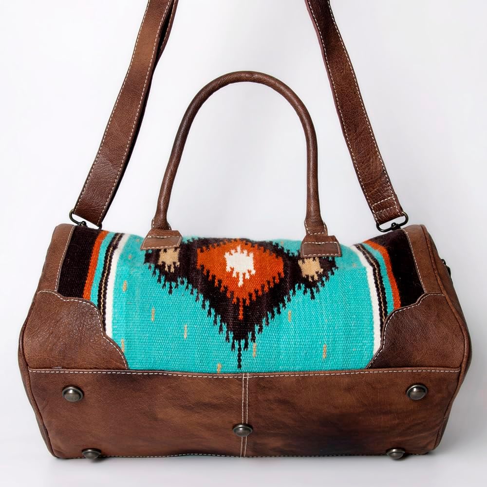 Aztec Print Leather Travel Duffle – Western Style