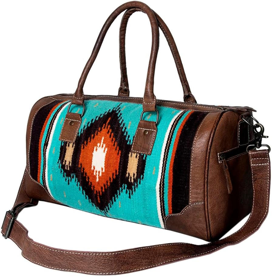 Aztec Print Leather Travel Duffle – Western Style