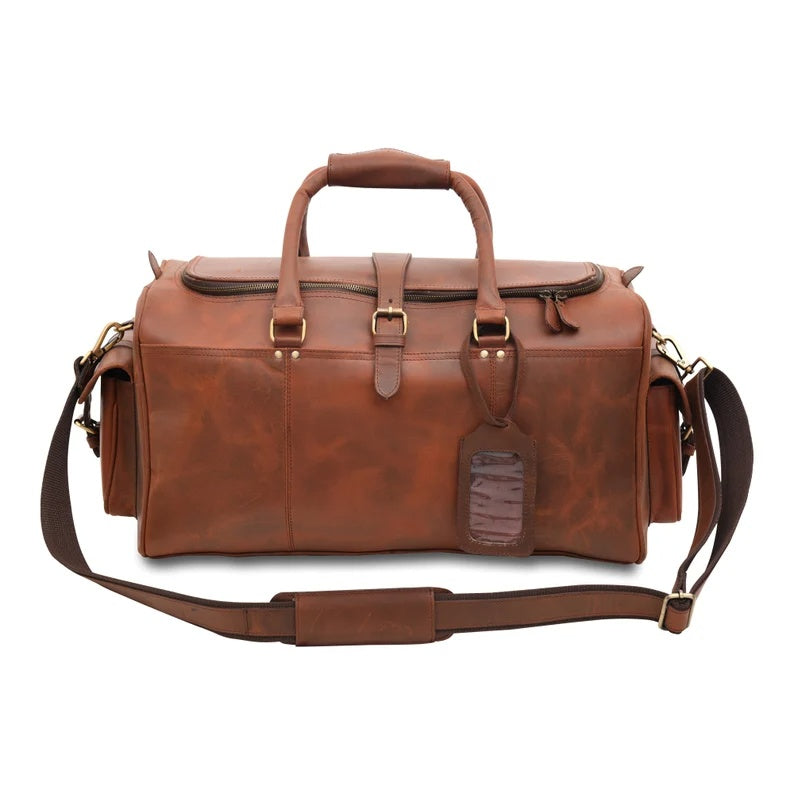 Genuine Leather Travel Duffle Bag – Premium Handmade Weekender