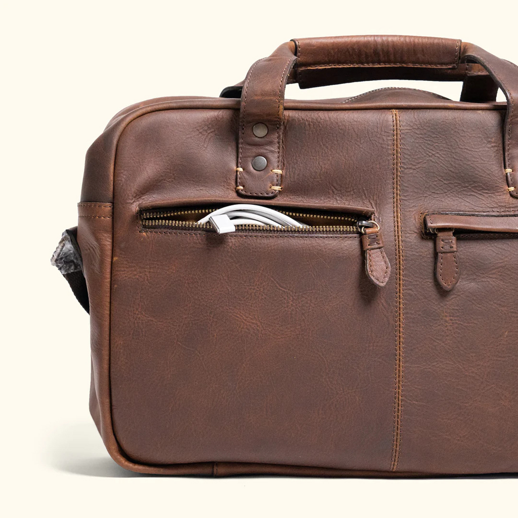 Genuine Buffalo Leather Briefcase – Vintage Men's Business Bag