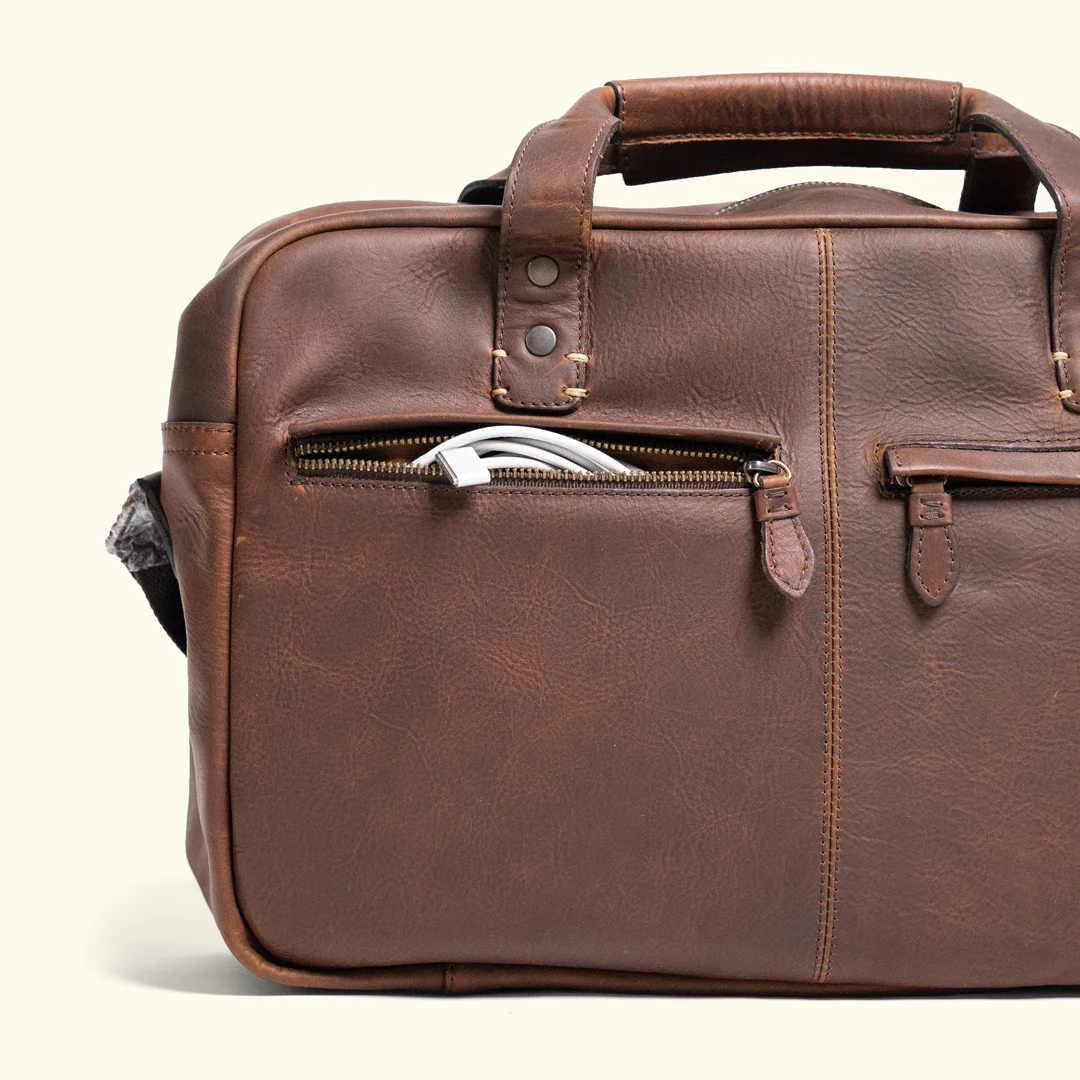 Genuine Buffalo Leather Briefcase – Vintage Men's Business Bag