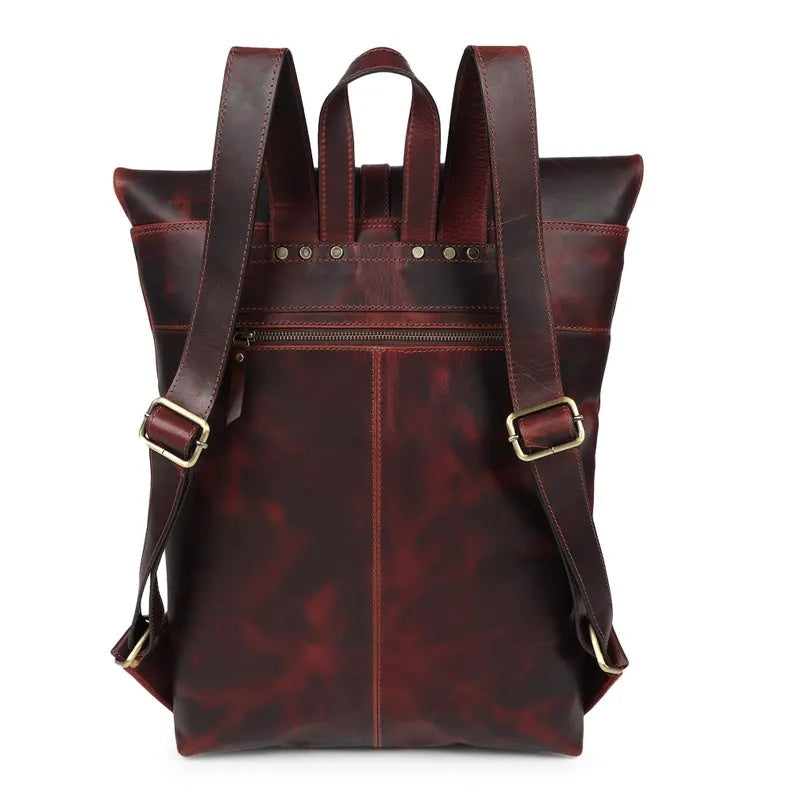 Premium Genuine Leather Backpack – Vintage Style, Durable & Stylish