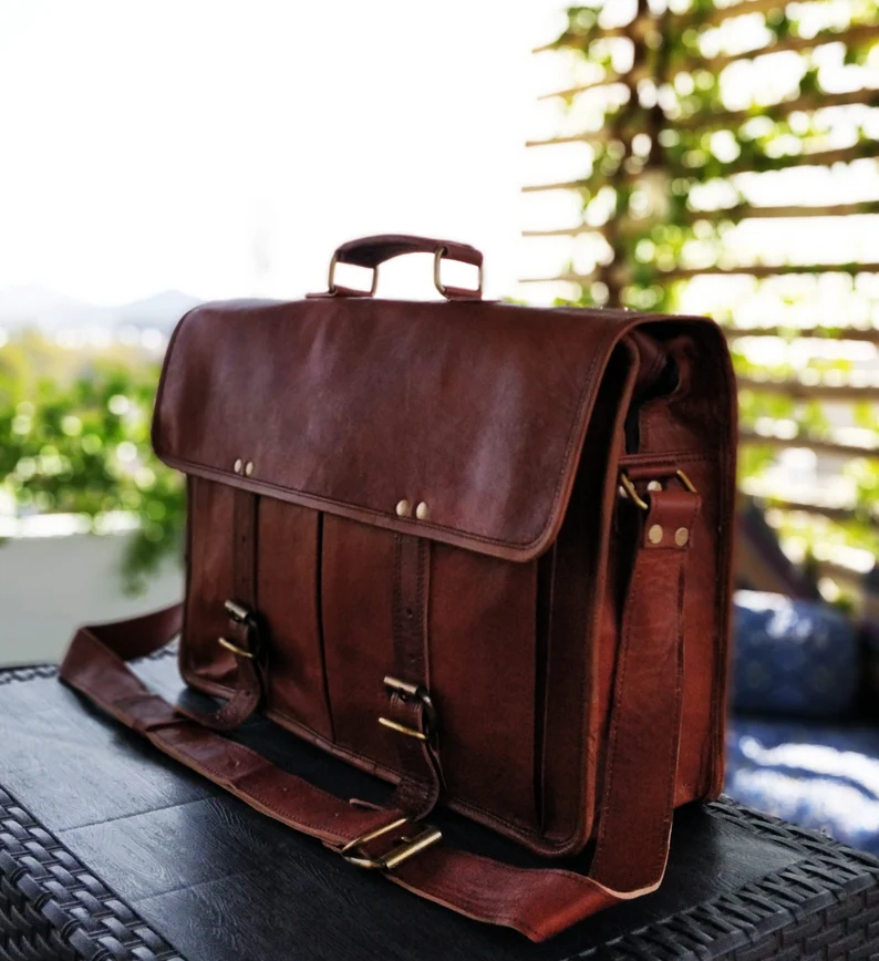 Genuine Leather Messenger Bag -Vintage Brifcase for men