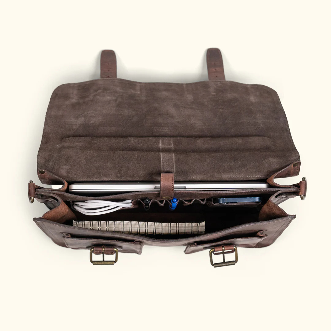 Genuine Buffalo Leather Briefcase – Vintage Men's Business Bag