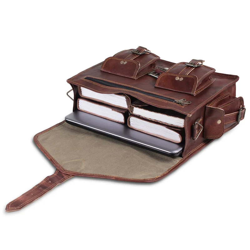 Genuine Leather Messenger Bag - Vintage Brifcase for men