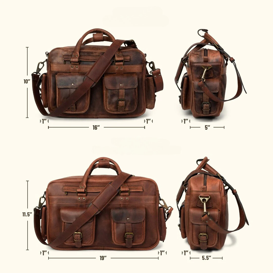 Men’s Genuine Leather Messenger Bag – Business Laptop Briefcase