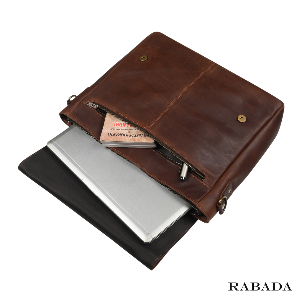 Vintage Style Buffalo Leather Briefcase – Men's Laptop Bag