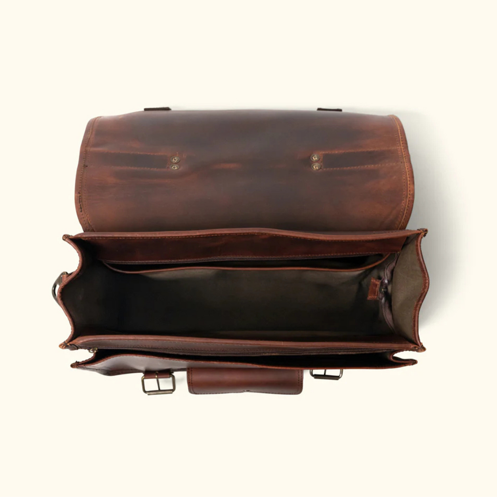Buffalo Leather Briefcase Bag – Handmade Laptop & Office Satchel
