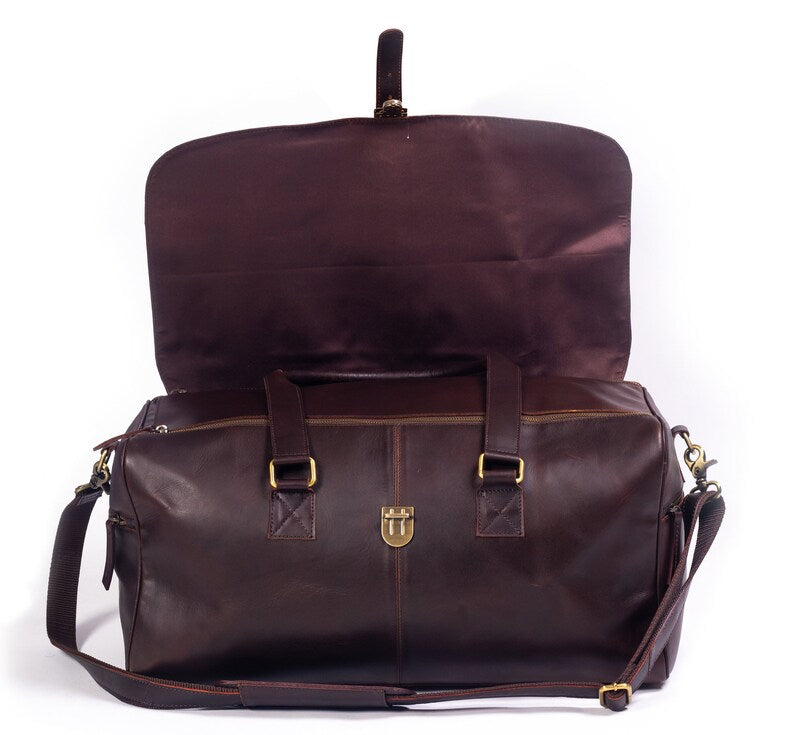 Genuine Leather Duffle Bag – Luxury Carry-On for Travel