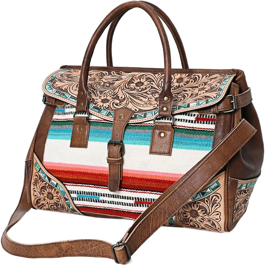Western Weekender Bag – Real Leather Cowboy Duffle