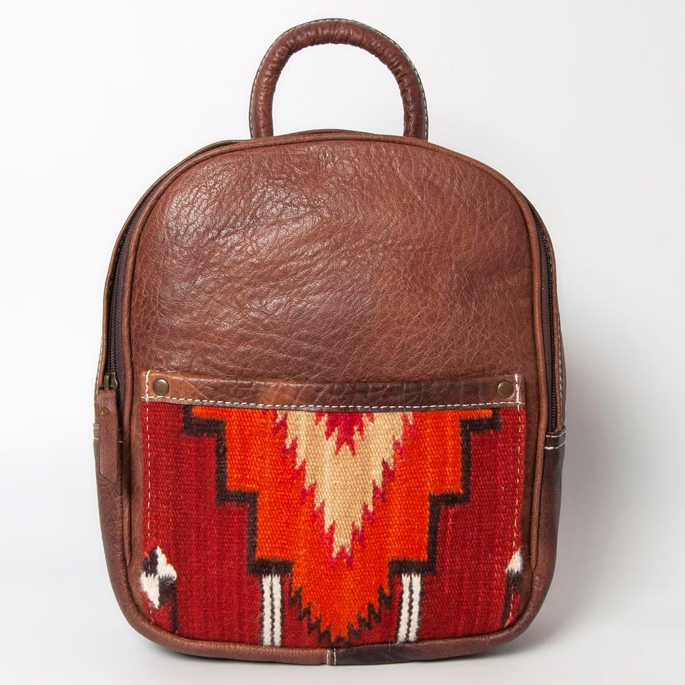 Western Aztec Leather Backpack – Handcrafted & Rugged