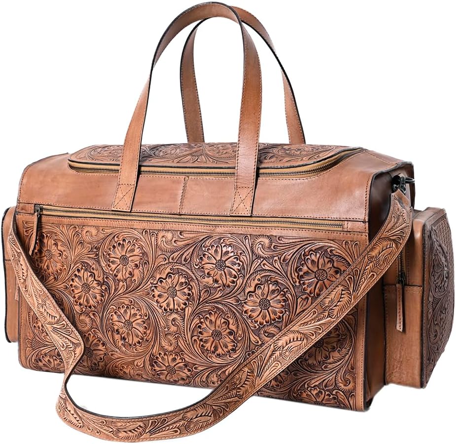 Western Cowhide Leather Duffle Bag – Handmade Travel Companion