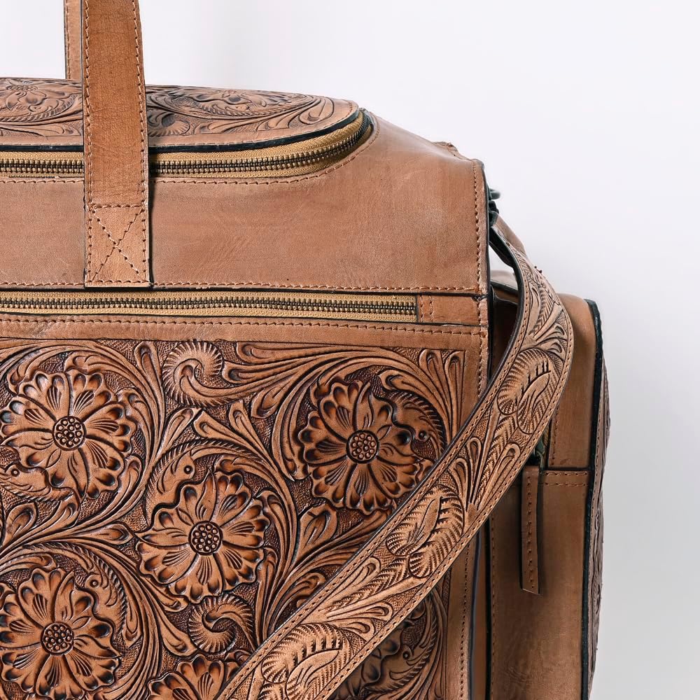 Western Cowhide Leather Duffle Bag – Handmade Travel Companion