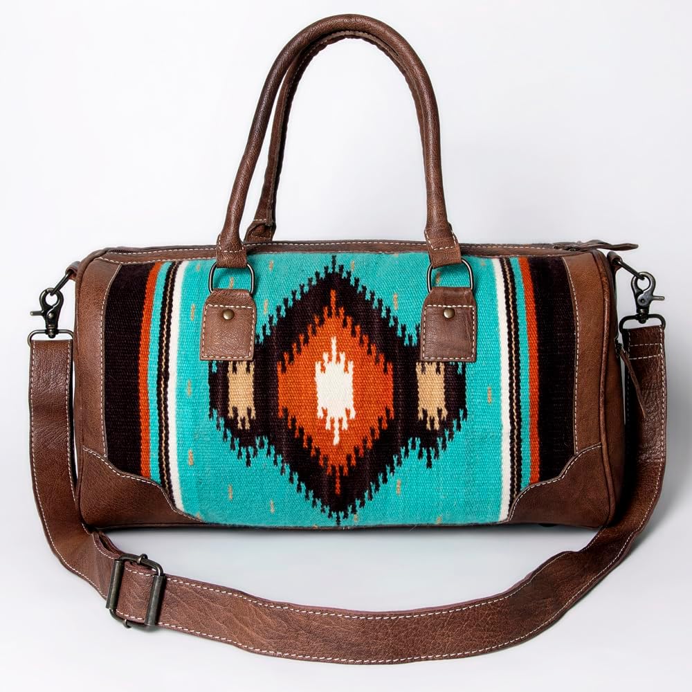 Aztec Print Leather Travel Duffle – Western Style
