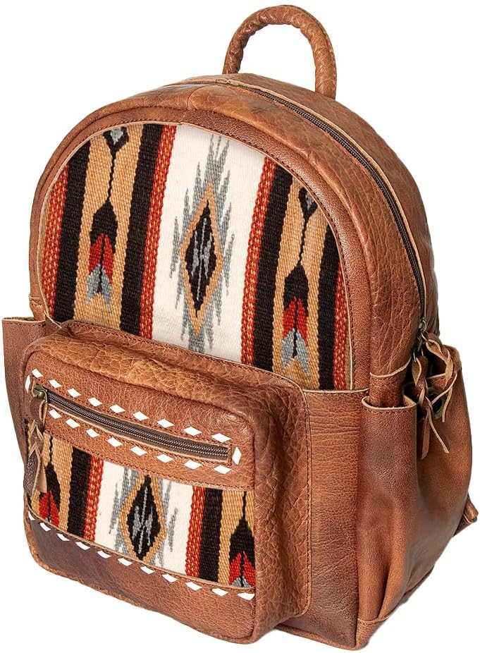 Western Aztec Leather Backpack – Handcrafted & Rugged