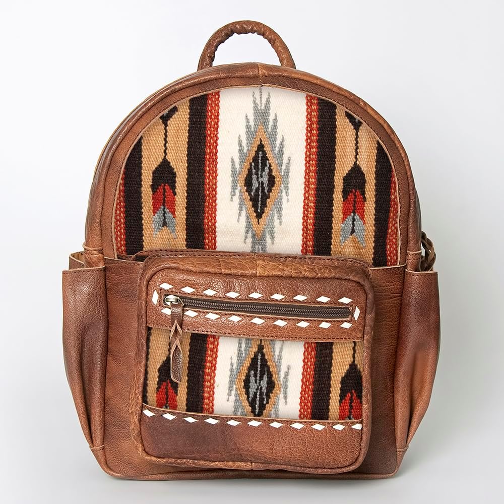 Western Aztec Leather Backpack – Handcrafted & Rugged