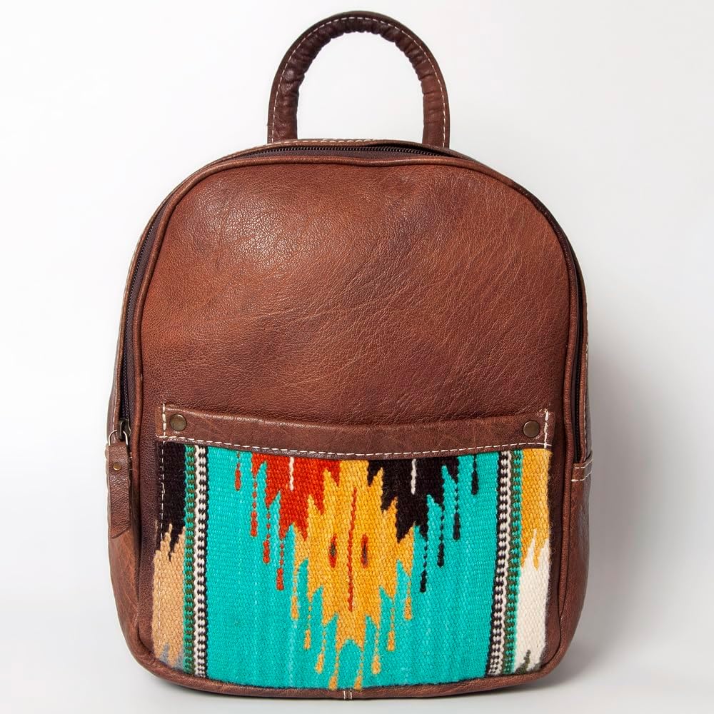 Western Aztec Leather Backpack – Handcrafted & Rugged