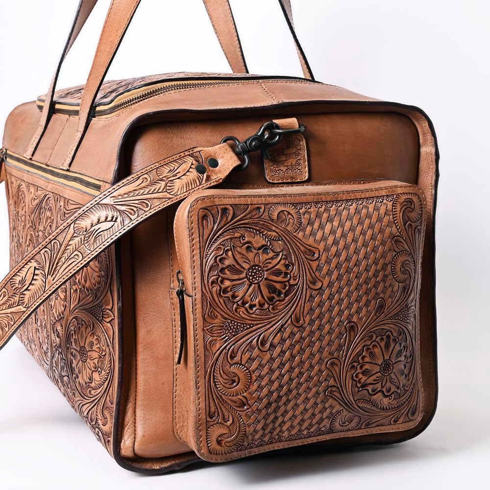 Western Cowhide Leather Duffle Bag – Handmade Travel Companion