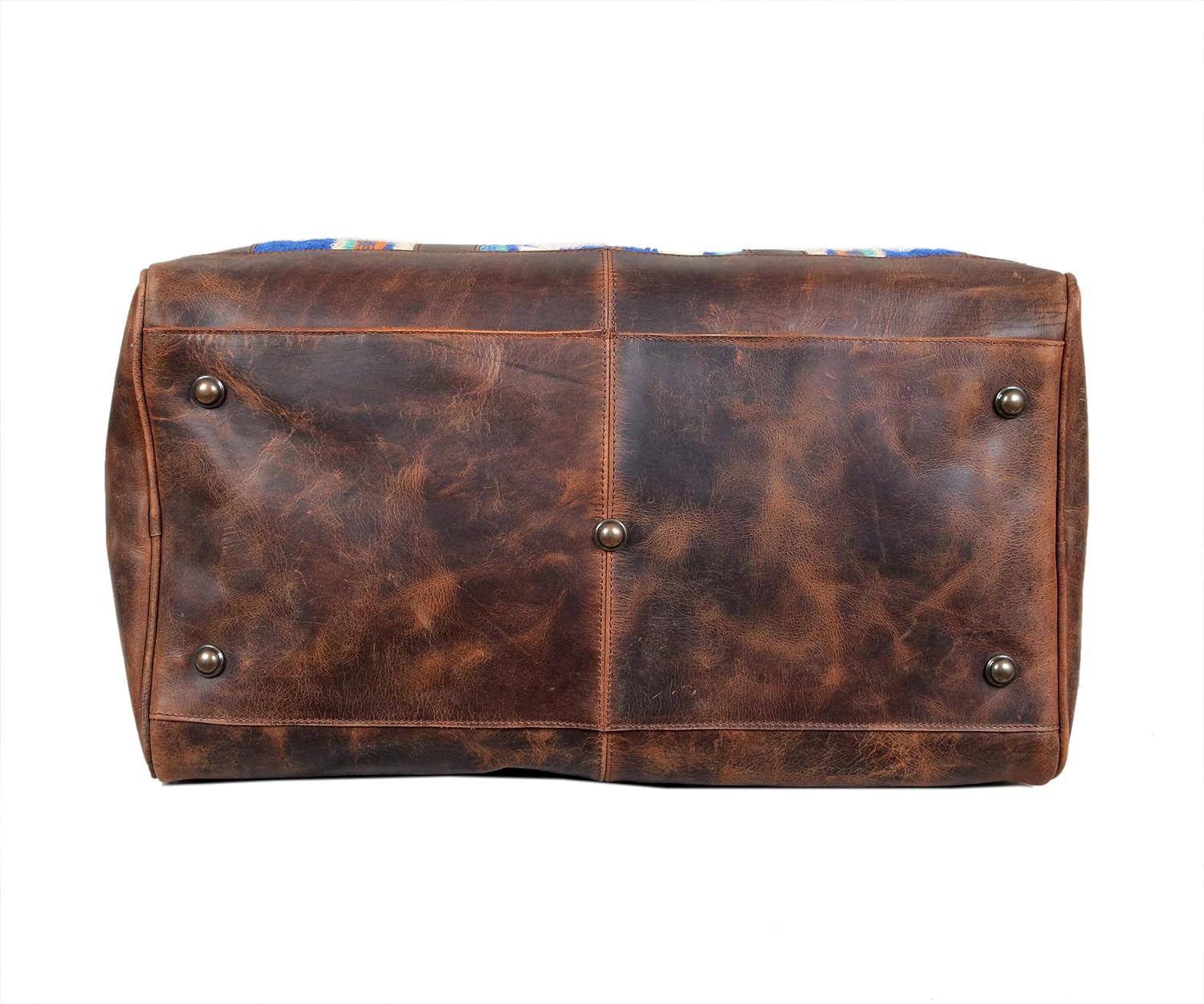 Genuine Leather Western Duffle Bag with Aztec Design