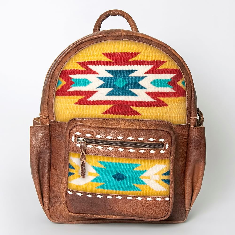 Western Aztec Leather Backpack – Handcrafted & Rugged