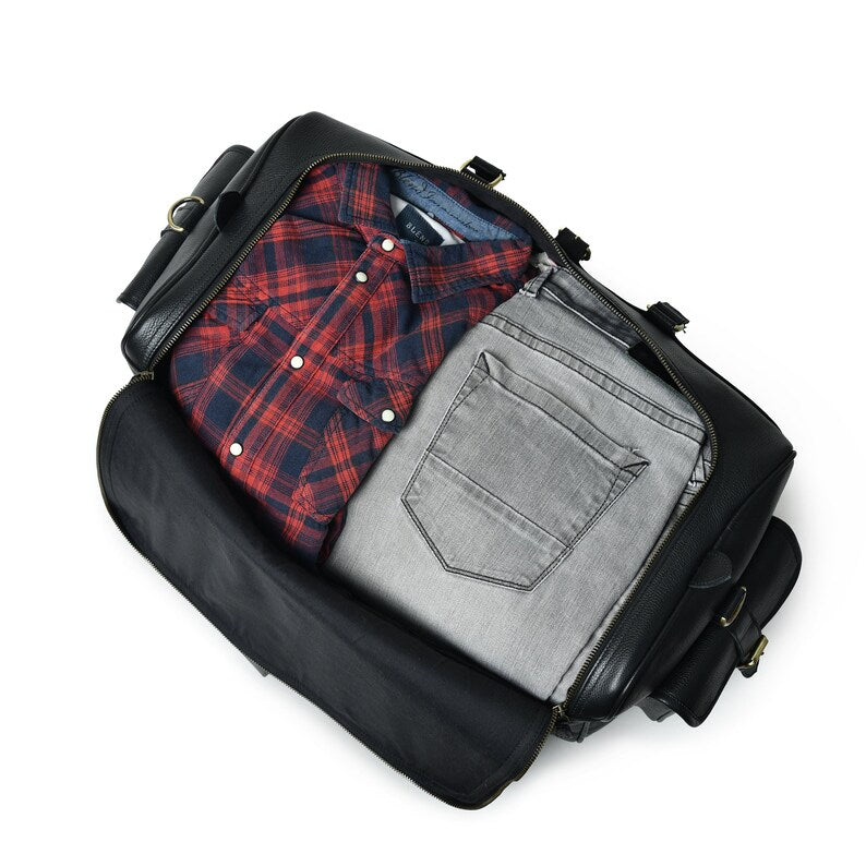 Men’s Leather Travel Duffle Bag – Elegant & Durable