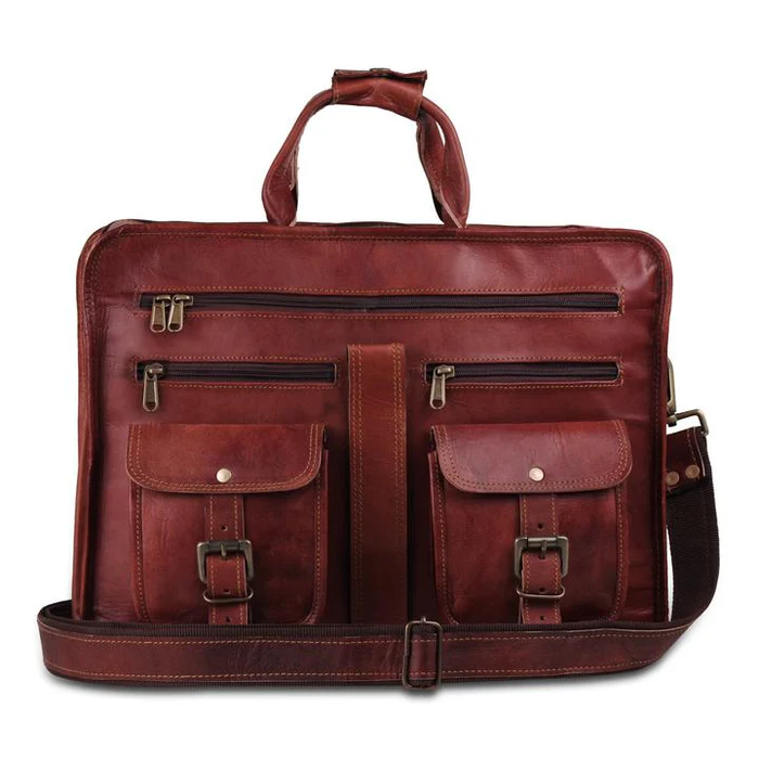 Men’s Genuine Leather Messenger Bag – Business Laptop Briefcase