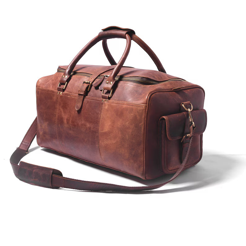 Classic Leather Overnight Bag – Durable & Elegant
