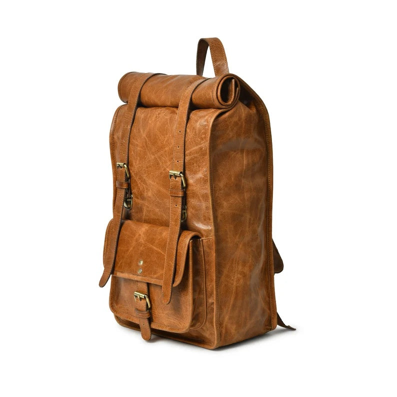 Genuine Cowhide Leather Backpack – Perfect for Work or Travel