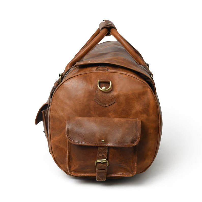 Vintage Style Leather Duffle Bag – Rugged & Durable