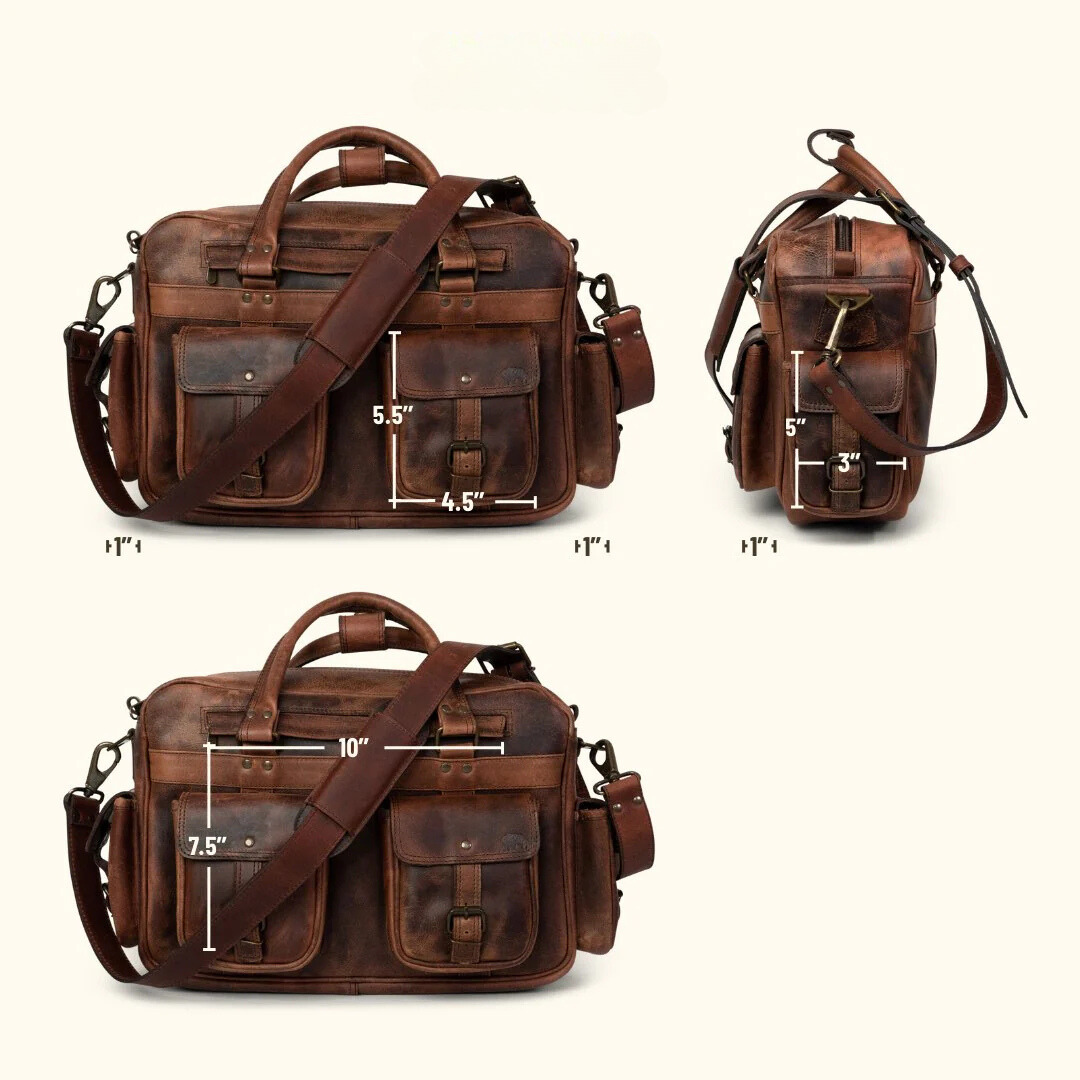 Men’s Genuine Leather Messenger Bag – Business Laptop Briefcase