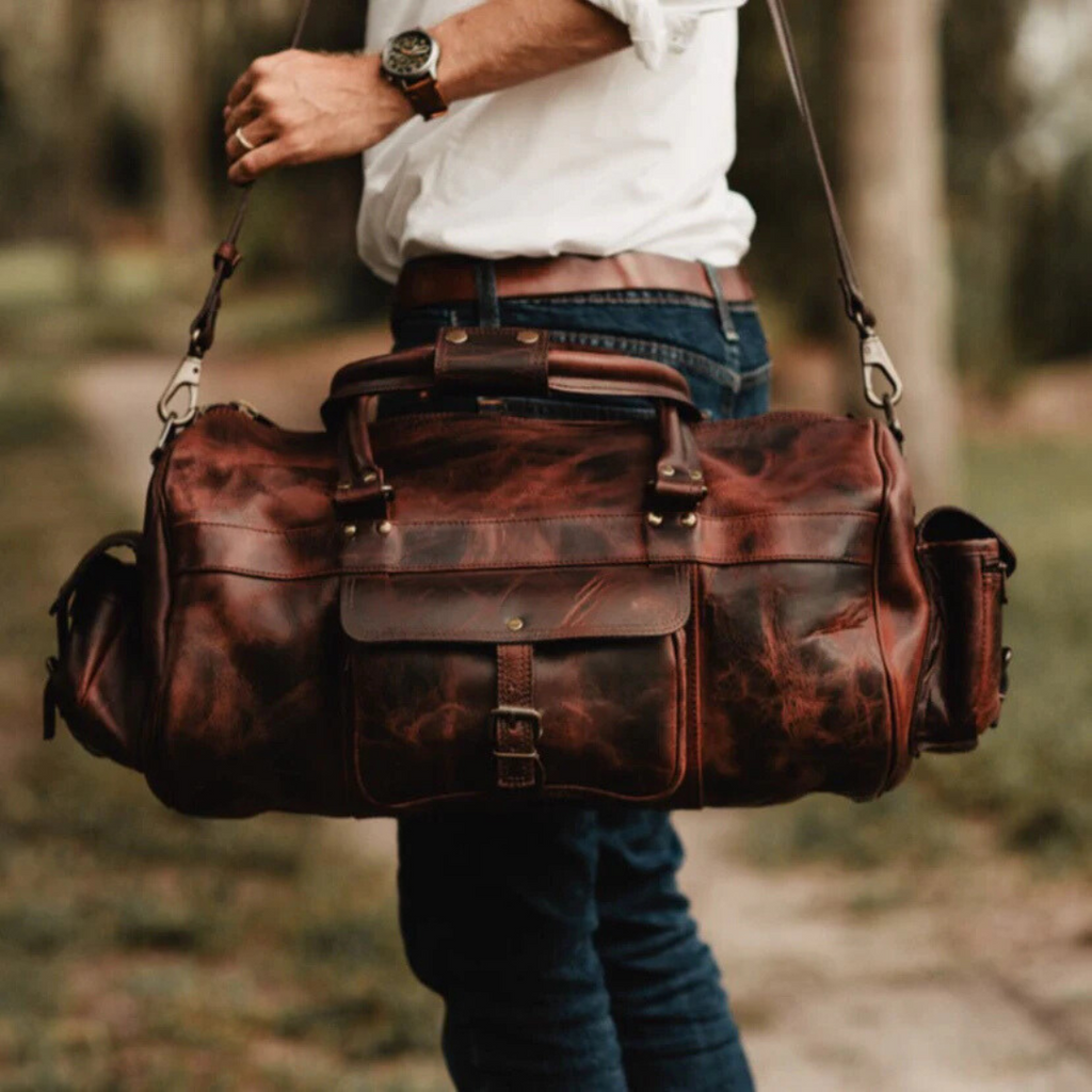 Vintage Genuine Leather Duffle Bag – Perfect for Weekend Getaways
