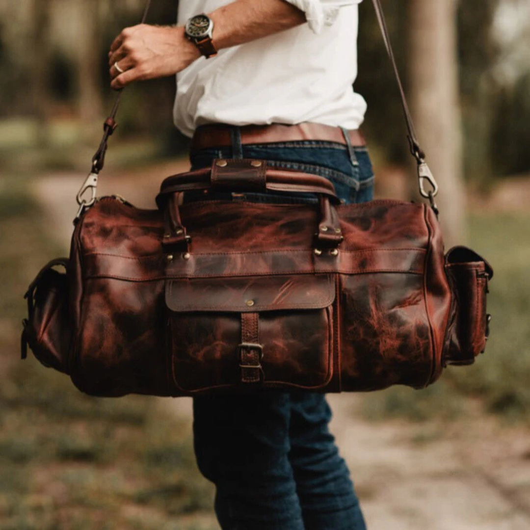 Vintage Genuine Leather Duffle Bag – Perfect for Weekend Getaways