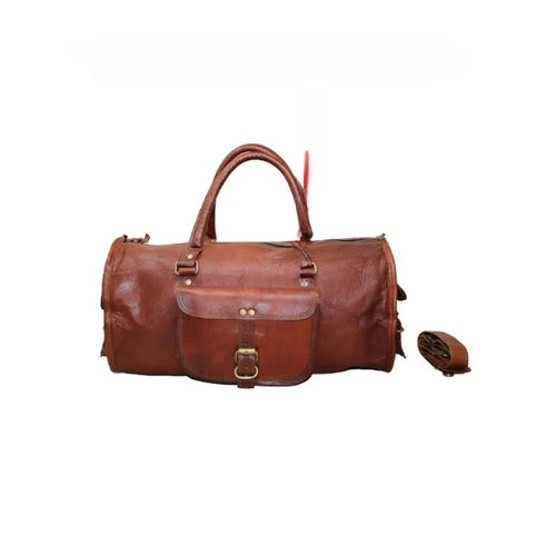 18-Inch Small Leather Duffel Bag – Vintage Handmade Gym & Travel Weekender for Men & Women