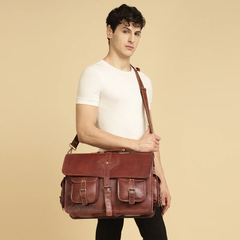 Leather messenger bags for men, leather satchel, leather shoulder bags for men, leather college bag, school bag