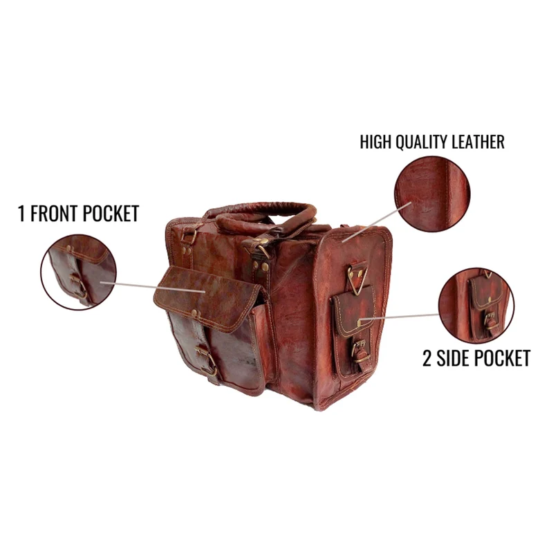 12-Inch Leather duffle Bag – Vintage Laptop, Office, Crossbody Bag for Men/Women