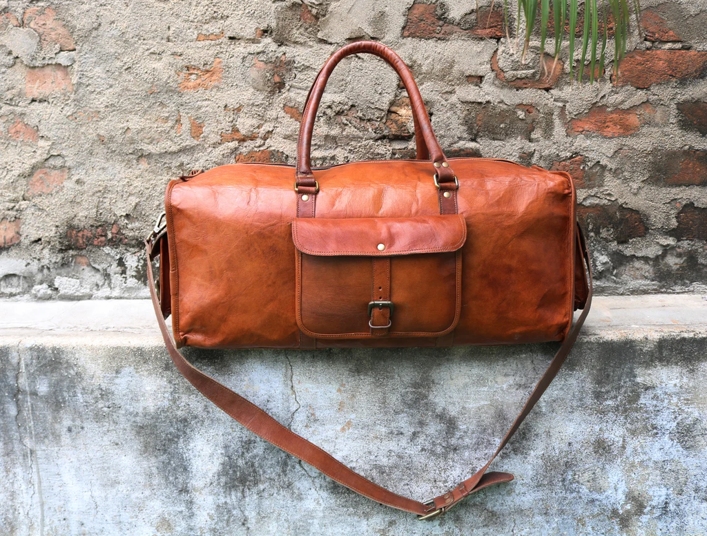 24" Large Leather Duffle Bag – Full-Grain Gym, Travel & Weekend Carryall