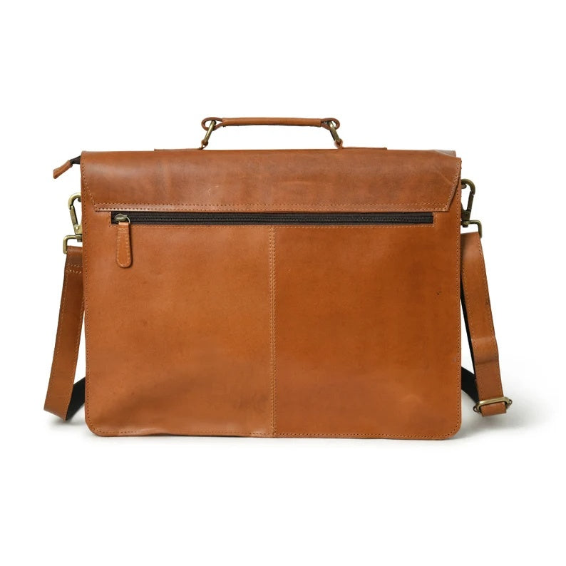 Genuine Buffalo Leather Briefcase – Vintage Men's Business Bag