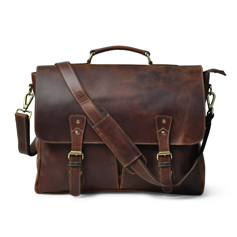 Genuine Leather Messenger Bag – Classic Crossbody for Men & Women
