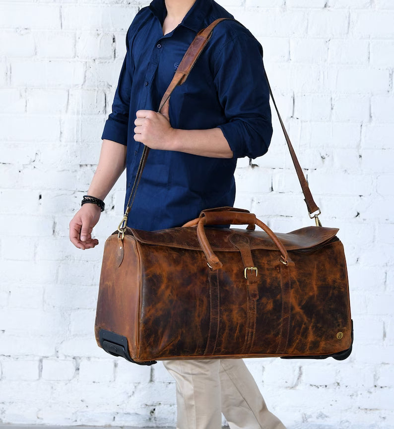 Handcrafted Leather Weekender Bag – Overnight Travel Duffle