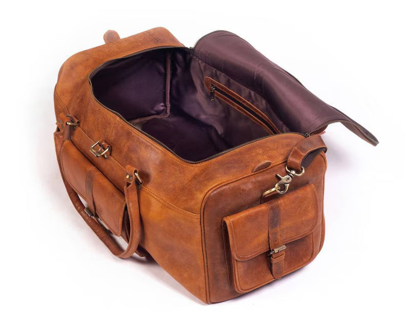 Vintage Style Leather Duffle Bag – Rugged & Durable