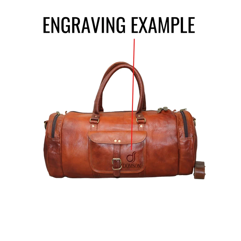 Leather Travel Duffle Bag – 20” Weekender with YKK Zippers & Pockets