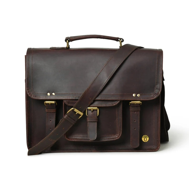 Premium Full-Grain Leather Messenger Bag – Laptop & Work Ready