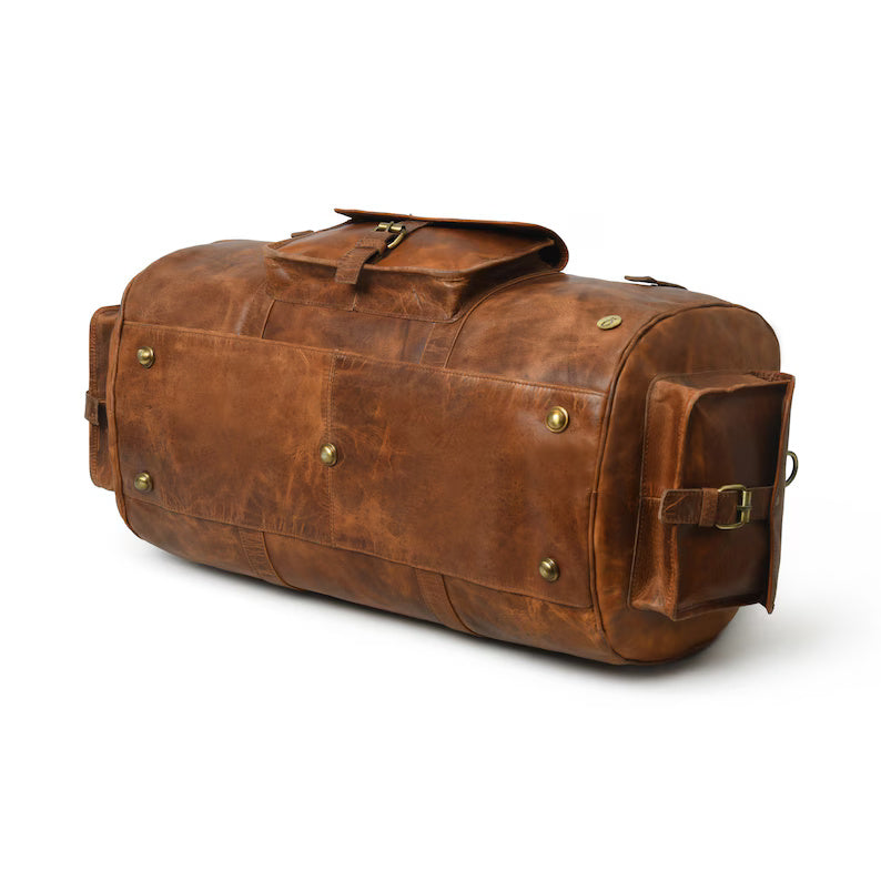 Vintage Style Leather Duffle Bag – Rugged & Durable