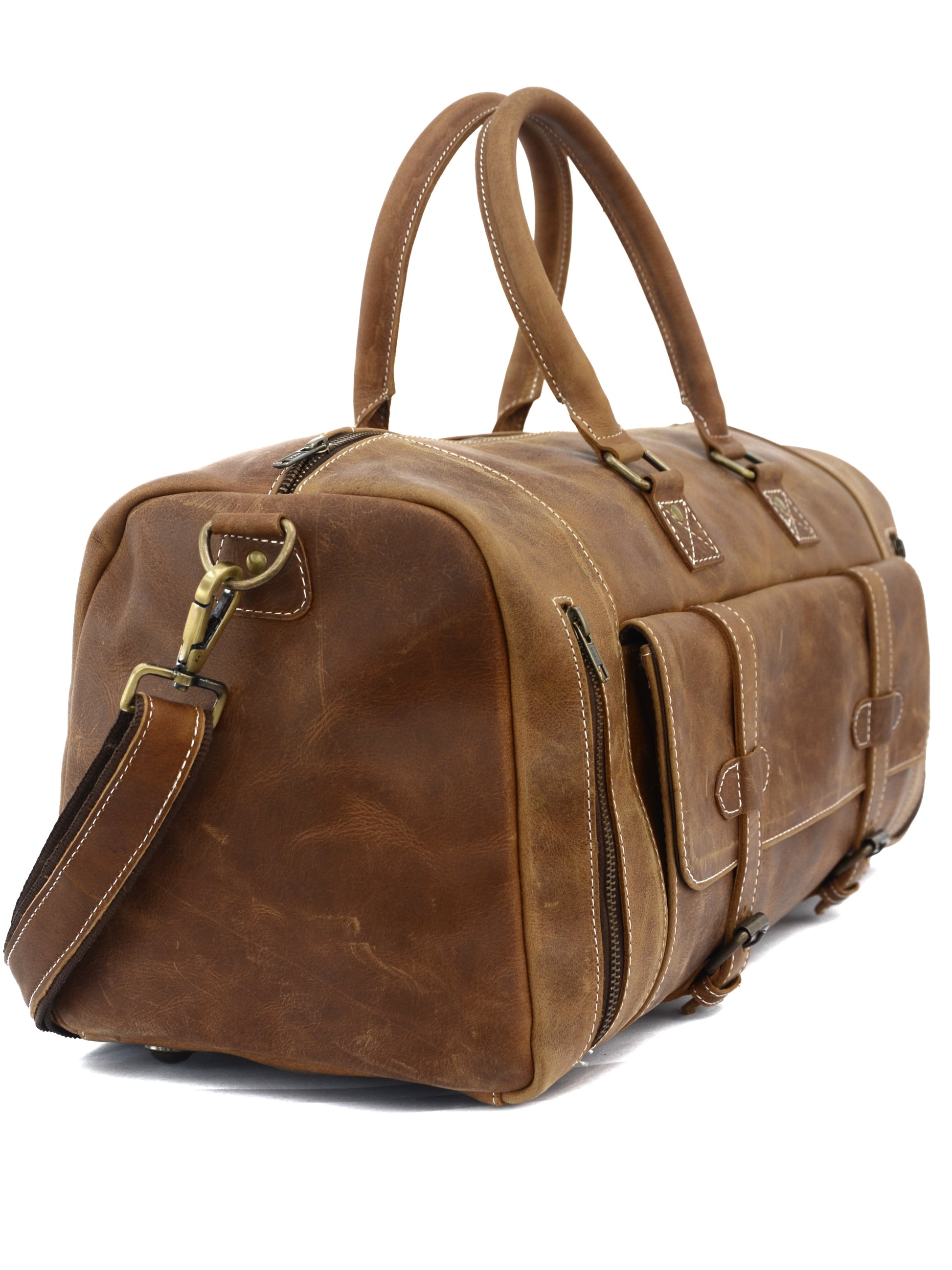 Real Leather Duffle Bag for Travel – Handmade & Durable