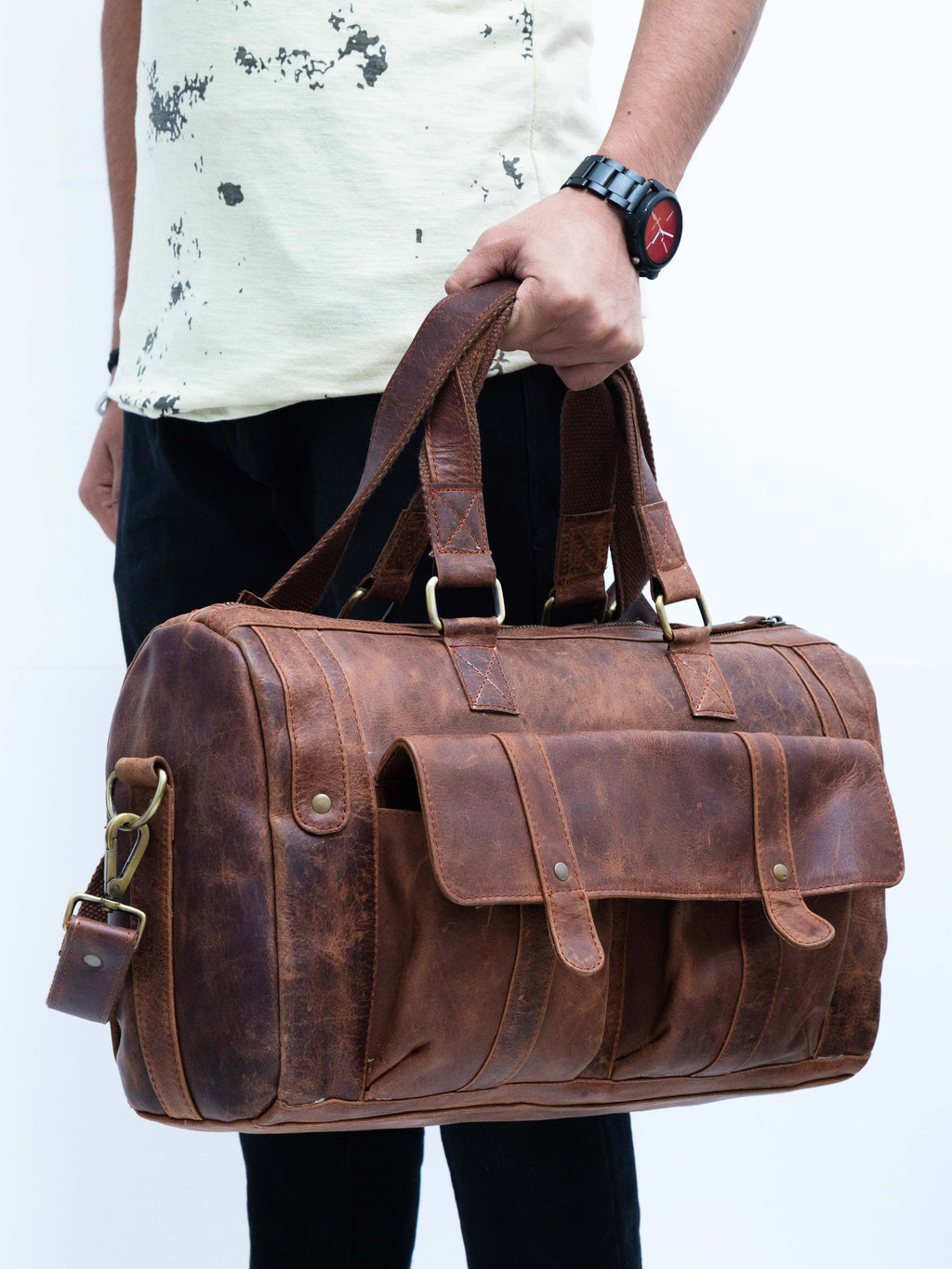 Genuine Leather Gym & Travel Duffle Bag for Men
