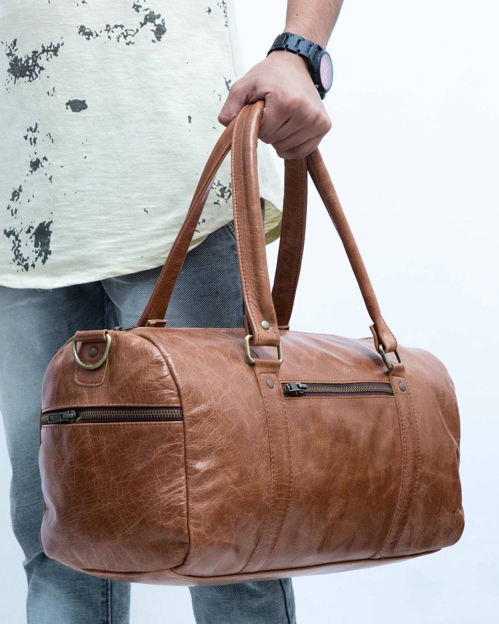 Men’s Genuine Leather Duffle Bag – Travel, Gym, & Weekend Use